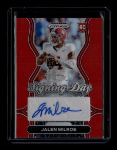 2025 Panini Prizm Draft Picks Signing Day Red 3 Jalen Milroe Rookie Auto 94/100