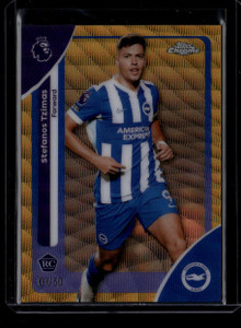 2025-26 Topps Chrome EPL Gold Wave Refractor 42 Stefanos Tzimas Rookie 7/50