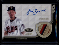2018 Topps Tier One Autograph Relics ATRJB Jose Berrios Patch Auto 27/70