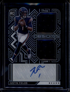 2021 Panini Obsidian Rookie Jersey Ink 3 Justin Field RC Dual Jersey Auto 90/100