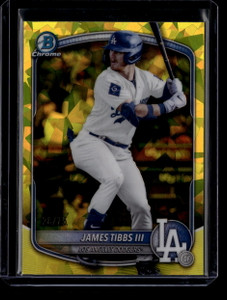 2025 Bowman Chrome Draft Sapphire Yellow Refractor bdc74 James Tibbs RC 28/75 ID: 180747
