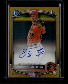 2025 Bowman Chrome Prospect Autographs Gold Refractor DJ Layton RC Auto 20/50 ID: 181127