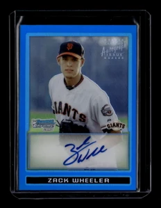 2009 Bowman Chrome Draft Prospects Blue Refractor Zack Wheeler RC Auto 28/150