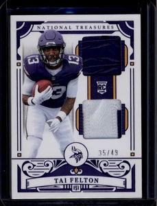 2025 Panini National Treasures Material Purple 45 Tai Felton RC Dual Patch 35/49