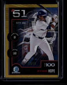 2025 Bowman Chrome Scouts Top 100 Gold Refractor btp51 Zyhir Hope Rookie 13/50