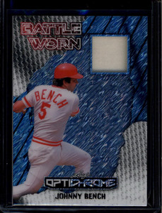 2025 Leaf Optichrome Battle Worn Blue Shimmer bwjb1 Johnny Bench Jersey 7/7