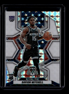 2021-22 Panini Mosaic White 254 Davion Mitchell NP Rookie 1/25 National Pride