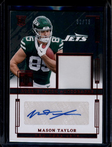 2025 Panini Impeccable Rookie Autographs Red 7 Mason Taylor RC Patch Auto 61/75
