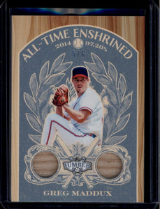 2025 Leaf Lumber All-Time Enshrined Platinum ae26 Greg Maddux Dual Bat 5/6