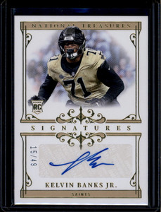 2025 Panini National Treasures Signatures Gold 96 Kelvin Banks Jr. RC Auto 15/49