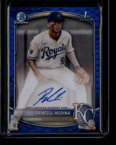 2025 Bowman Chrome Blue Reptillian Refractor Ramcell Medina Rookie Auto 23/150