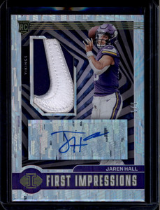 2023 Panini Illusions Purple 116 Jaren Hall Rookie Nike Logo Patch Auto 1/1