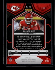 2024 Panini Mosaic Mosaic Choice Black Gold Refractor 108 Rashee Rice 5/8