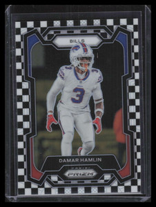 2023 Panini Prizm Prizms Black and White Checker Refractor 27 Damar Hamlin