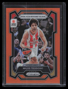2023-24 Panini Prizm EuroLeague Prizms Orange Refractor 181 Milos Teodosic 41/49