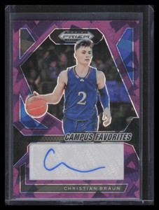 2024-25 Panini Prizm Campus Favorites Purple Ice Christian Braun RC Auto 68/99