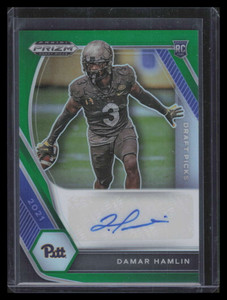 2021 Panini Prizm Draft Picks Autographs Prizms Green 288 Damar Hamlin RC Auto