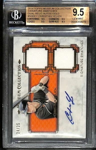 2014 Topps Museum Signature Swatches Christian Yelich Jersey Auto 24/25 BGS 9.5