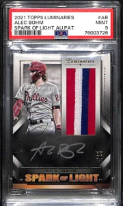 2021 Topps Luminaries Spark of Light Alec Bohm Rookie Patch Auto 8/15 PSA 9 MINT