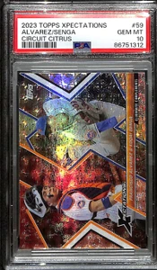2023 Topps Xpectations Circuit Citrus Foil 59 Senga Alvarez RC 8/25 PSA 10 GEM