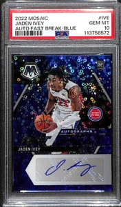 2022-23 Panini Mosaic Autographs Fast Break Blue Jaden Ivey RC Auto 17/25 PSA 10