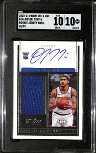 2020-21 Panini One and One Autographs Obi Toppin RC Jersey Auto 40/99 SGC 10