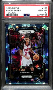 2023-24 Panini Prizm Prizms Teal Ice Refractor 169 Emoni Bates RC 169/225 PSA 10