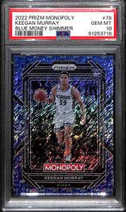 2022-23 Panini Prizm Monopoly Blue Money Shimmer 78 Keegan Murray RC 5/10 PSA 10