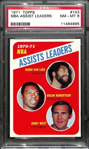 1971-72 Topps 143 Van Lier Jerry West Oscar Robertson League Leaders PSA 8 NM-MT