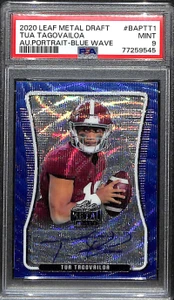 2020 Leaf Metal Draft Portrait Wave Blue Tua Tagovailoa Rookie Auto 20/20 PSA 9