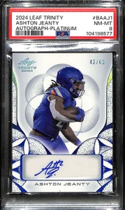 2024 Leaf Trinity Platinum baaj1 Ashton Jeanty Rookie Auto 42/49 PSA 8 NM-MT
