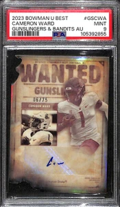 2023 Bowman's Best University Gunslingers Autographs Cam Ward RC Auto 6/75 PSA 9
