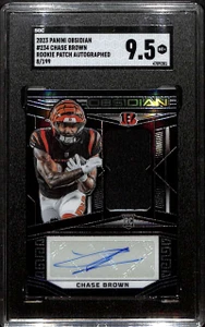 2023 Panini Obsidian 234 Chase Brown Rookie Jersey Auto 8/199 SGC 9.5 MT+