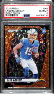 2024 Panini Prizm Prizms Disco Refractor 365 Ladd McConkey Rookie PSA 10 GEM MT