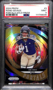 2024 Panini Prizm Portals Prizms Gold Refractor 9 Rome Odunze Rookie 2/10 PSA 9
