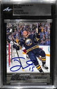2015-16 Upper Deck 451 Jack Eichel RC Young Guns Leaf Certified Authentic Auto