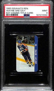 1983-84 NHL Key Tags Souhaits Renaissance Chains Title Card Wayne Gretzky PSA 9