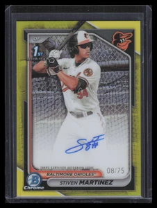 2024 Bowman Chrome Autographs Yellow Refractor Stiven Martinez Rookie Auto 8/75