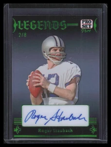 2023 Leaf Pro Set Pure Legends Holo Crystal Green lrs1 Roger Staubach Auto 2/8