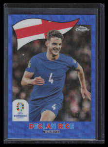 2024 Topps Chrome UEFA Euro '60 Chrome Blue Refractor tc18 Declan Rice 49/75