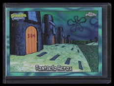 2025 Topps Chrome SpongeBob Squarepants Aqua Lava Refractor Tentacle Acres /199