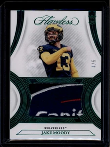 2023 Panini Flawless Collegiate Rookie Patches Emerald Jake Moody RC Patch 4/5