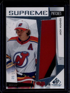 2023-24 SP Game Used Supreme Patches SPJH Jack Hughes Jumbo Patch 5/15