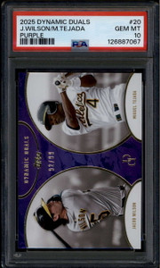 2025 Topps Dynamic Duals Purple 20 Miguel Tejada Jacob Wilson RC 92/99 PSA 10