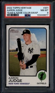 2022 Topps Heritage Team Color Swap Variations 201 Aaron Judge SP PSA 8 NM-MT