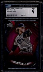 2022 Topps Chrome Black Red Refractor 18 Shane Baz Rookie 1/5 CGC 9 MINT