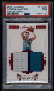 2020-21 Panini Flawless Patches Ruby 48 Gordon Hayward Patch 10/15 PSA 9 MINT