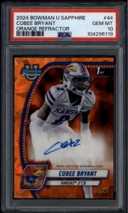 2024 Bowman Chrome Sapphire U Orange Refractor Cobee Bryant RC Auto 24/25 PSA 10