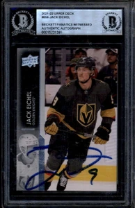 2021-22 Upper Deck 656 Jack Eichel BAS Beckett Fanatics Witnessed Authentic Auto