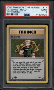 2000 Pokemon Gym Heroes 1st Edition 17 Lt. Surge HOLO PSA 9 MINT